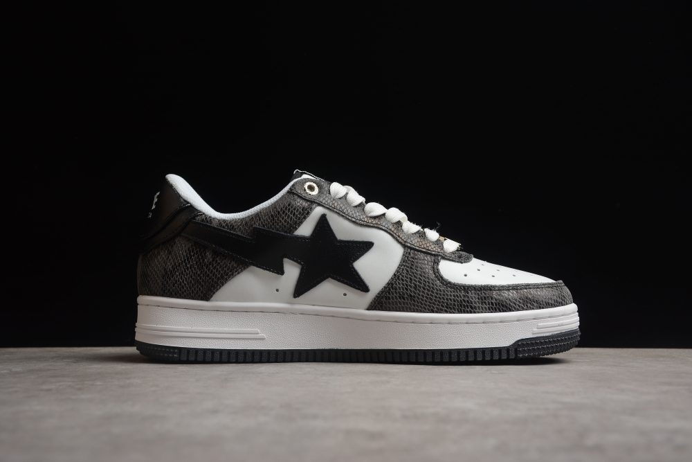 Bape Sta Low-Top Sneakers With Black Snakeskin Pattern