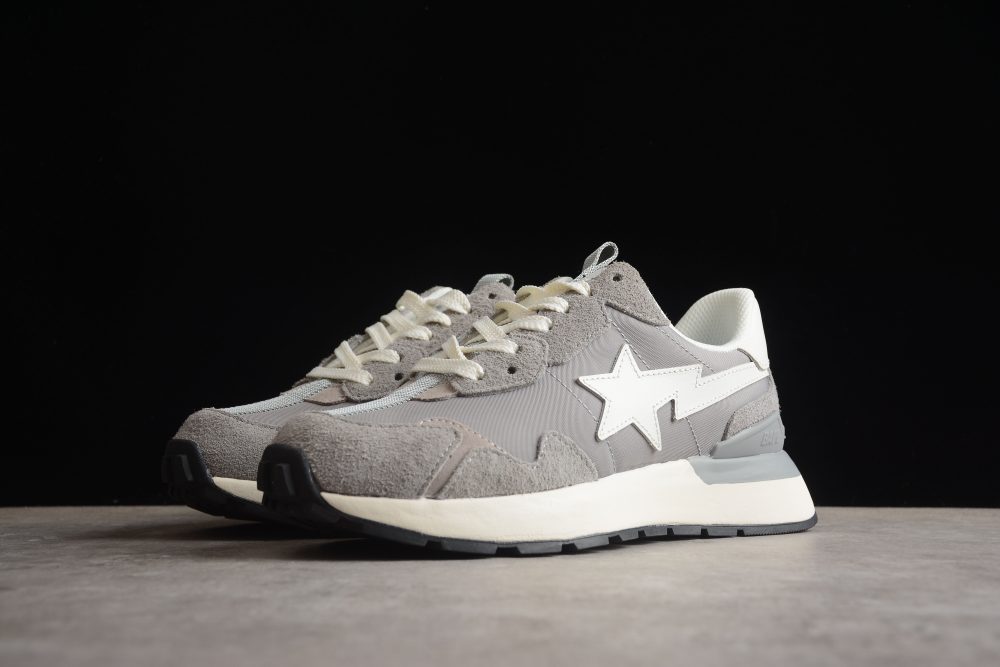 Bape Sta Runner Sneakers In Grey And White