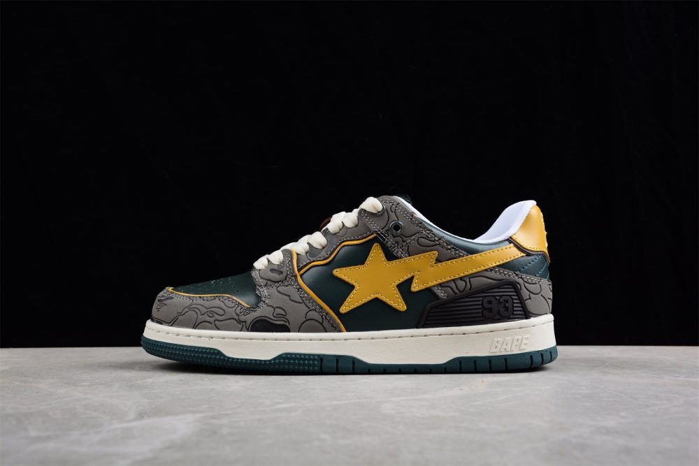 Bape Sta Low-Top Sneakers In Green And Yellow